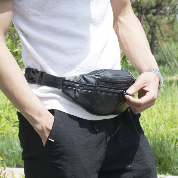 Autentisk handväska i svart läder med högkvalitativ läderskuldra