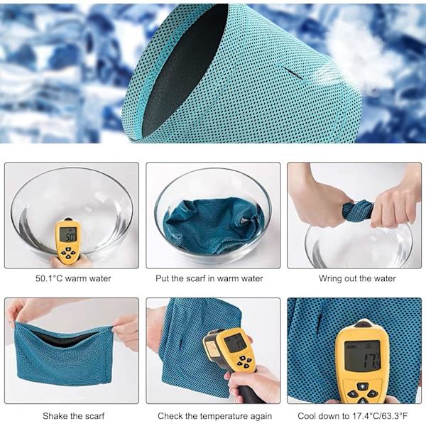 (Sø Blå, Medium) Hund Instant Cooling Bandana, Åndbar Blød