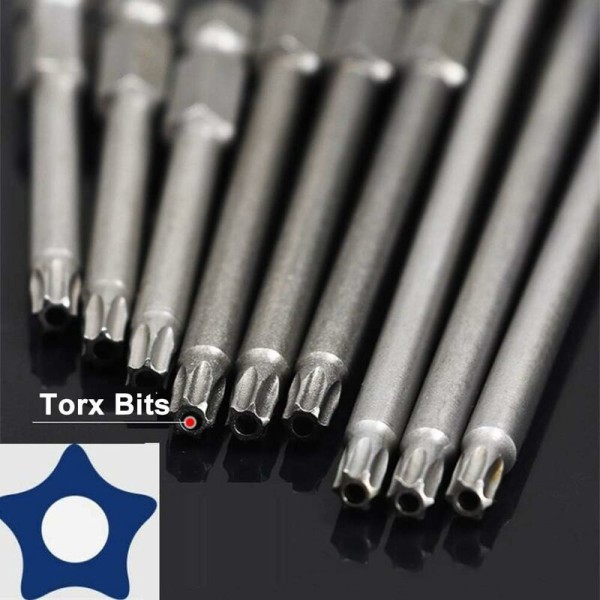11-osainen pitkä Torx-kärkisarja sähköruuvivääntimelle ja ruuvimeisselille