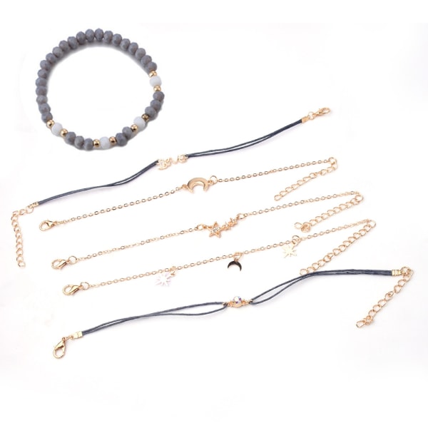 Lot de 6 bracelets Boho étoiles et lunes Rannekorut en perles de c