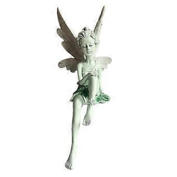 Hartsfe staty fontän dekorativ figurin veranda ängel skulptur vit (Vit) White