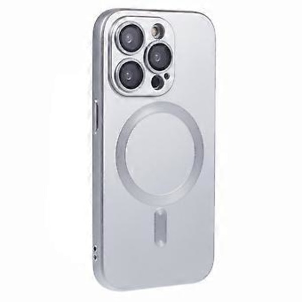 För iPhone 15 Pro TPU Skal Kompatibelt med MagSafe Gummibelagt Mobilskal med Linsskydd Style G