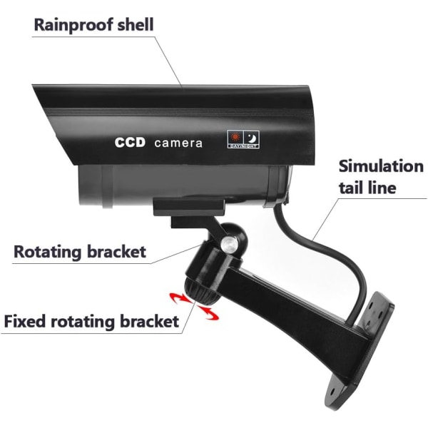 Falsk kameraövervakningskamera Analog kamera med röd blinkande IR-LED