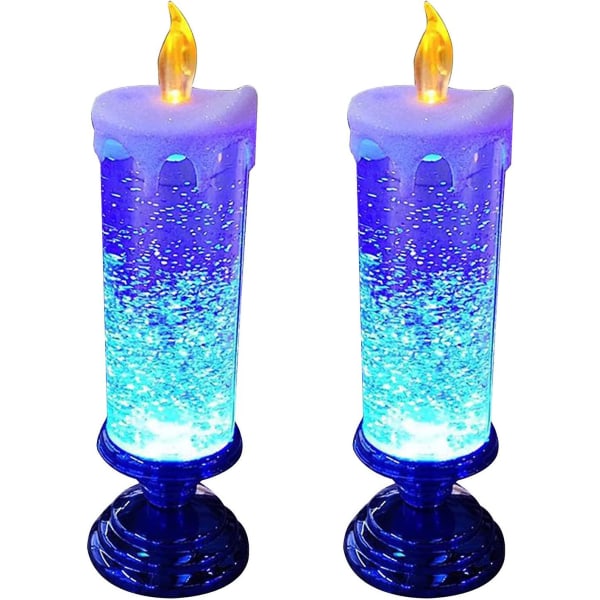 Led Dream Kristallljus Flamlösa USB Uppladdningsbara färgglada ljus för dekoration av julfester, bröllop blue