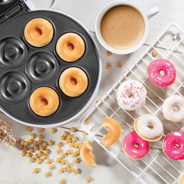 Mini Donut Making Machine Elektrisk med non-stick yta Donut Frukost Våffelbakningsmaskin Kök Köksredskap Tillbehör (gratis frakt)