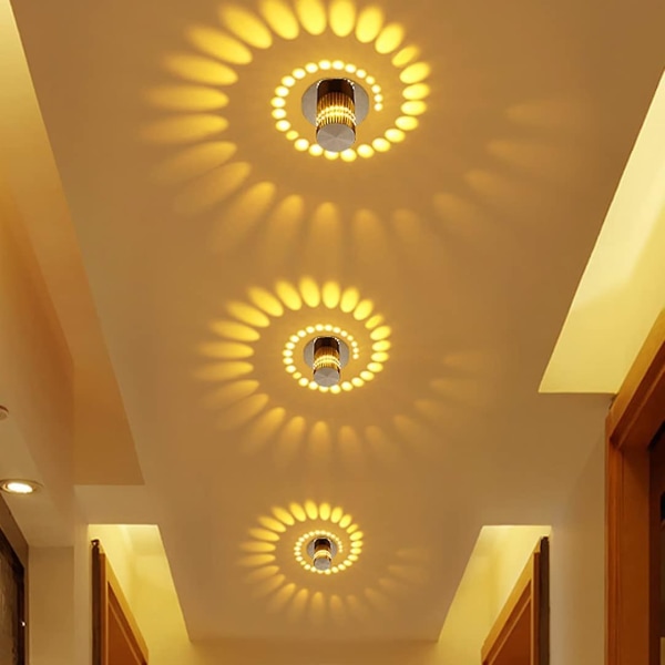 3w Modern Design Infälld Rund Led Corridor Downlight Lights Tak Spotlight Effekt Vägglampa Spiral Justerbar Korridor Lampa