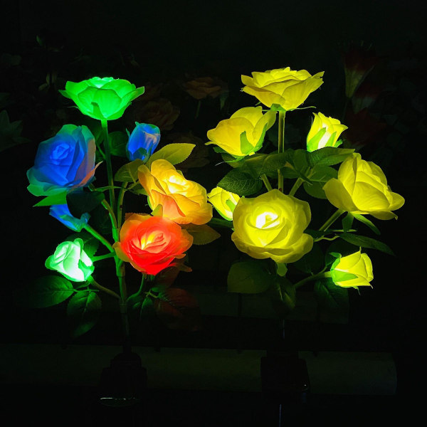 Solcelled Roselys Utendørs, Realistiske Led Solhage Lys Med 7 Roseblomster, For Jul Terrasse Gangsti Hage Plen (d-4-d0)