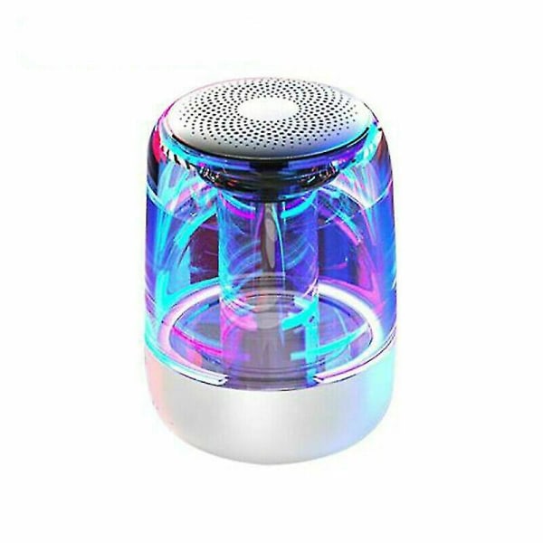 C7 Crystal Glaze Stereo Bluetooth Højttaler med LED-lys Alarmur White