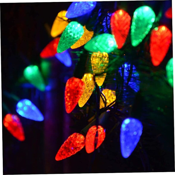 Solar Christmas Lights Outdoor C6 Strawberry String Lights, Multicolor