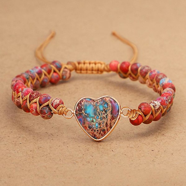 Armband Svept Hjärtformat Stenarmband Handvävt Dubbellager Twisted Beads Yogaarmband, Wrap Armband Smycken -d blue