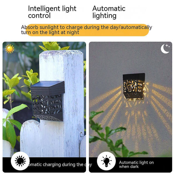 Solcelle-Væglamper Udendørs Hule Mønstre Af Kronblade Solcellelys Dekorative Lamper Til Dæk Trin Gærde