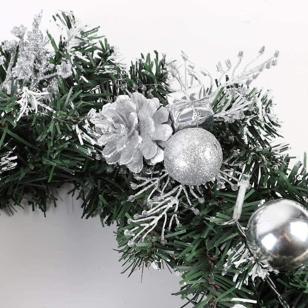Upplyst julkrans med led-ljus, 40 cm förupplyst dörrkrans med ornament,  batteridriven konstgjord krans ytterdörr Hängande krans Fo 7a82 | Fyndiq