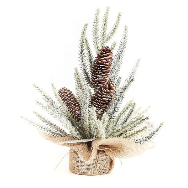 Tabletop Artificial Pine Branches & Pinecones Holiday Decoration Mini Christmas Tree Potted Plants 33CM pine cones