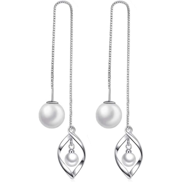 Eleganta långa örhängen för kvinnor Faux Pearl hänge örhängen Ear Line Charm Smycken för kvinnor tjejer (5-e-0)