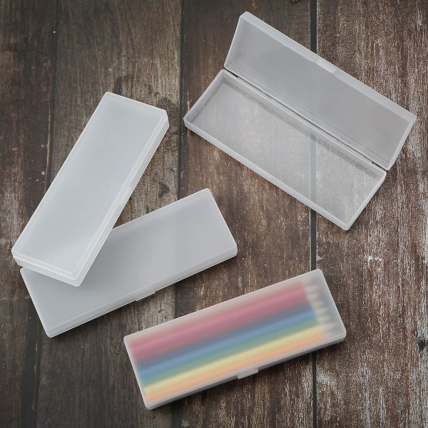 4pcs Plastic Pencil Case Plastic Stationery Box With Hinged Lid And Snap (clear) (3-h)