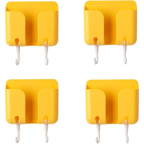 4 st Väggmonterad mobiltelefonladdarehållare, 3m självhäftande mobiltelefonväggstativ (gul krok) (d-b2)