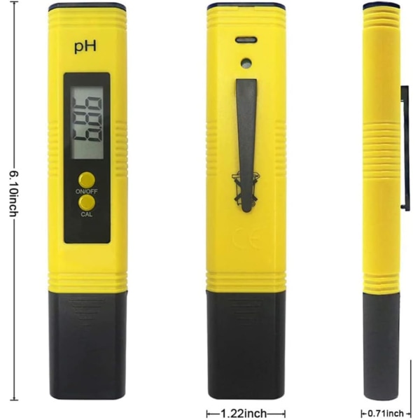 Digital pH-måler, ATC Vannkvalitetstester med 0-14 pH Måleområde, Hjemme pH-tester for Drikkvann, Svømmebassengvann og Akvarievann