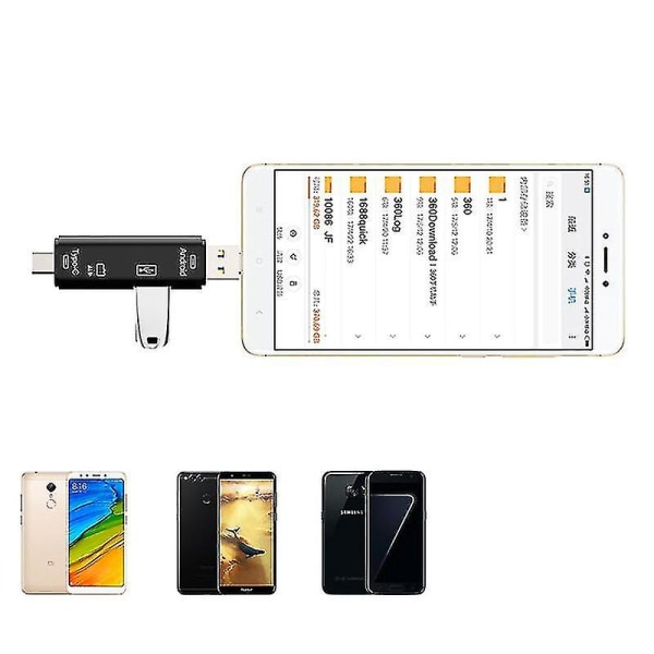 Otg 5 i 1 multifunktions USB 3.0 Typ C / USB / Micro USB / Tf, mobiltelefonadapter WHITE