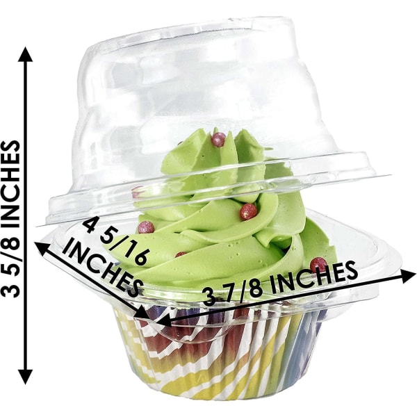 Yksittäinen Kupukakkuastia - Yksilokeroinen Kupukakkujen Kuljetuslaatikko - Pinottava - Syvä Kupoli - Kirkas Muovi - BPA-vapaa - (50 kpl pakkaus)