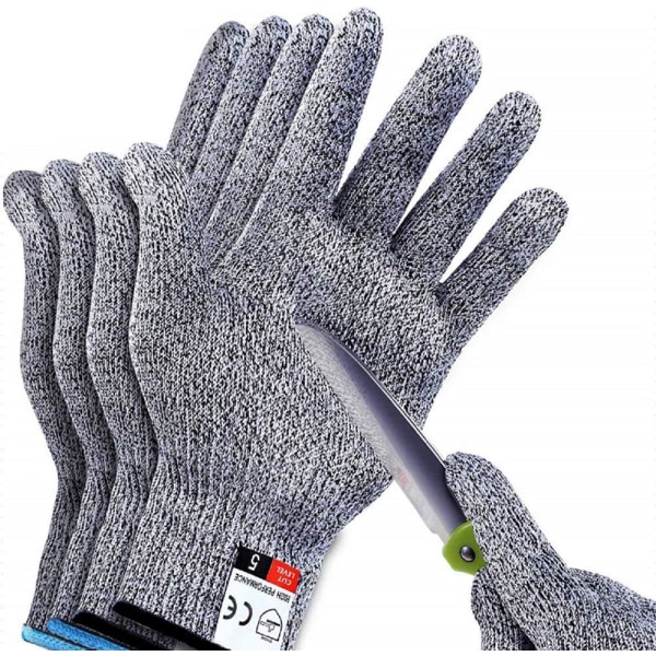 Men's Cut Resistant Work Gloves Level 5 Safety Gloves Kitchen Butcher Outdoor Work Cut Resistant Gloves 2 Pairs (Size M & L)