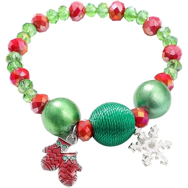 Christmas Beaded Charm Armband Armband Armband Elastisk Snowflake Handske Dangle Armband För Kvinnor Flickor