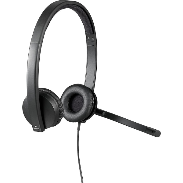 Logitech H570e trådbundna headset, monohörlurar med brusreducerande mikrofon, USB, in-line kontroller med mute-knapp, indikatorlampa, PC/Mac/laptop -