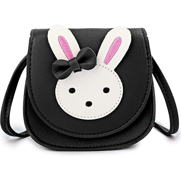 Små flickor Axelväska Söt Handväska Princess Mini Rabbit Cross Body Väska med justerbar rem 2st black