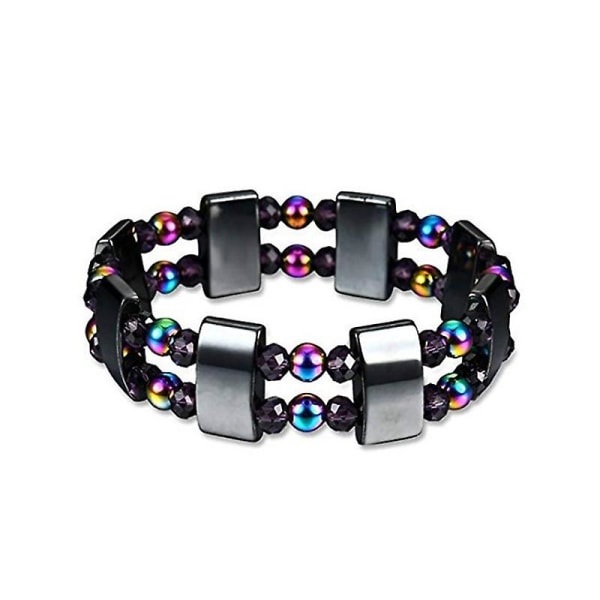 Kreative Armbånd til Kvinder Mænd Dobbeltlags Sort Galdesteinarmbånd Farverige Perler Armbånd (3-c-6)