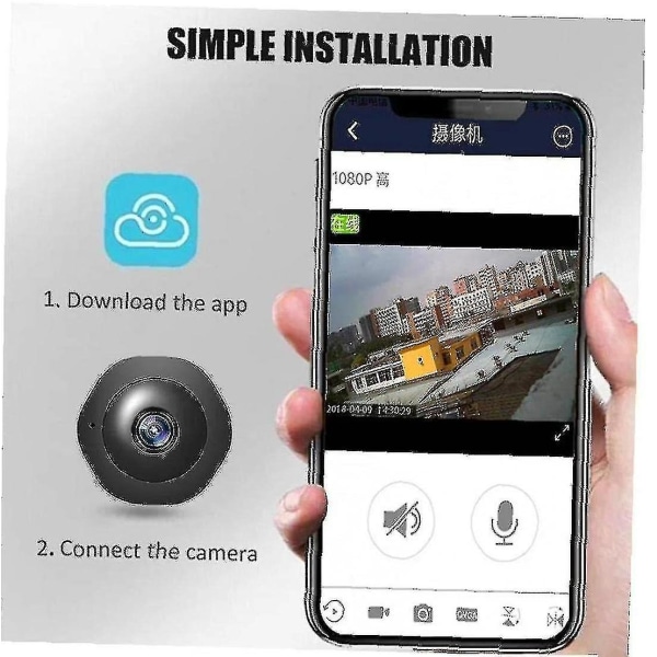 Mini WiFi-kamera med USB-kabel Trådløs HD Nattsyn Deteksjonskamera Hjem