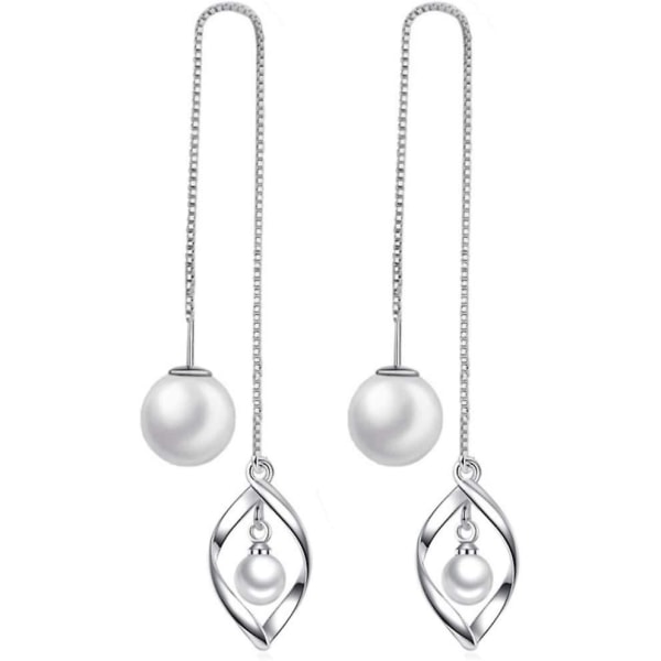 Eleganta långa örhängen för kvinnor Faux Pearl hänge örhängen Ear Line Charm Smycken för kvinnor tjejer (3-c-6)