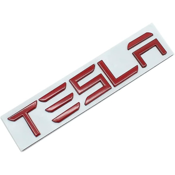 Tesla Model 3 X S Car Trunk Logotyp Metalldekal Bokstavsvans Metalldekal Bokstavsvansmodifiering (röd)