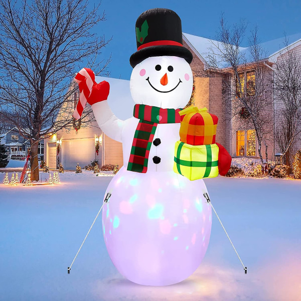 Juluppblåsbar snögubbe, jultomte-söt snögubbe med roterande ljus,  julsnögubbe Juluppblåsbara utomhusdekorationer 190a | Fyndiq