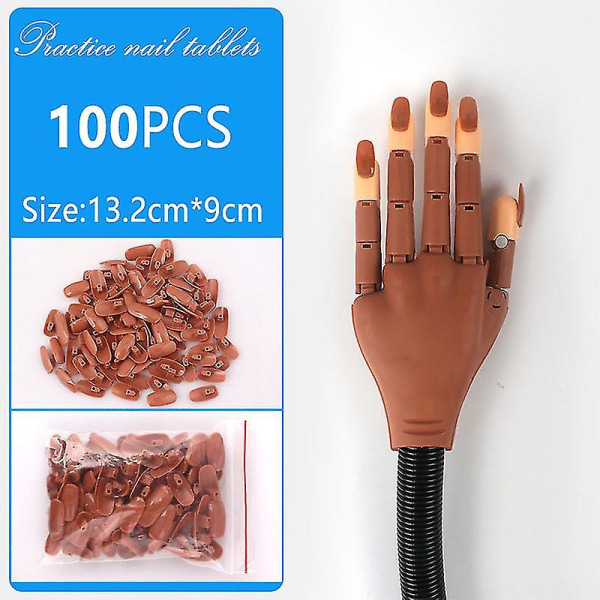 100pcs Professional Nail Art Training Practicing Display Fake Nail Patch Tiro Practice Brown