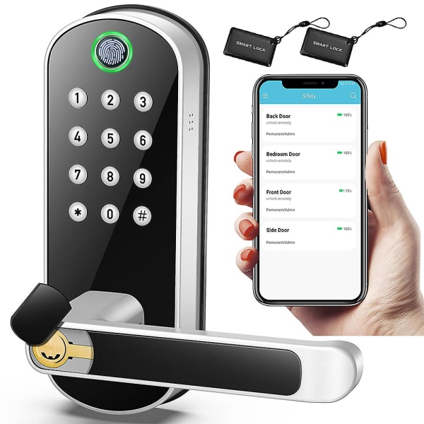 Smart lås, nyckellöst dörrlås, fingeravtrycksdörrlås, digitalt dörrlås, kombinationsdörrlås