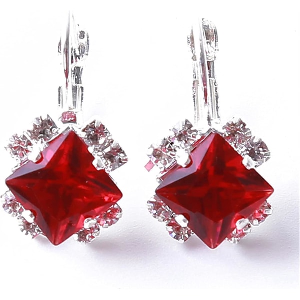 6pairs Temperament Rhombus Crystal Earrings Drop Dangle Earrings For Women Girls(red) (d-8d)