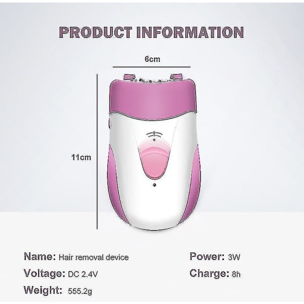 2-i-1 Oppladbare Epilator for Kvinner, Elektrisk Hårfjerning, Smertefri, Bærbar, Vaskbar Klinge