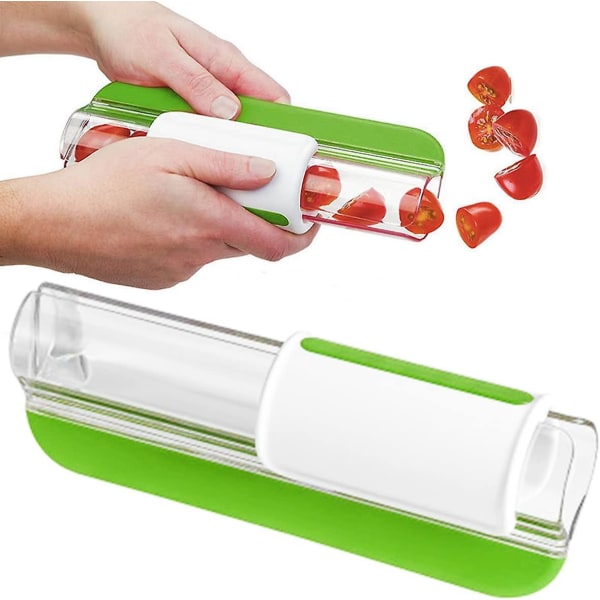 2pcs Fruit Vegetable Salad Slicer Tool Stainless Steel Tomatoes Slicer With Sharp Blades Portable Cherry And Grape Slicer Household Kitchen Accessorie