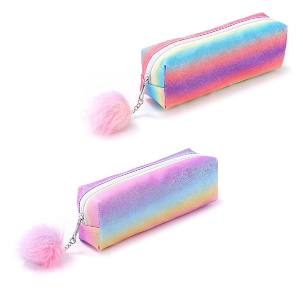 Case Shiny Pencil Case Student Stationery Storage Pencil Case Rainbow Pencil Bag Student Stationery Storage Pencil Bag 2pcs(d-)