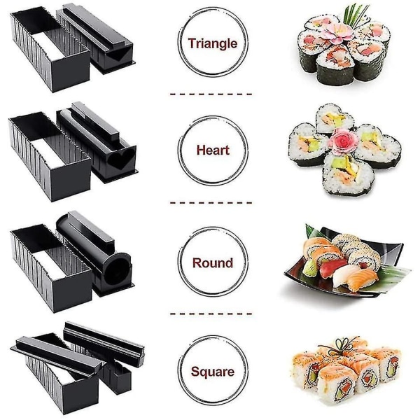 Sushi Maker Kit 10 deler Komplett Sushi-sett for å lage sushi DIY Sushi-sett for nybegynnere Enkel Sushi Maker Enkelt og morsomt Også som en gave