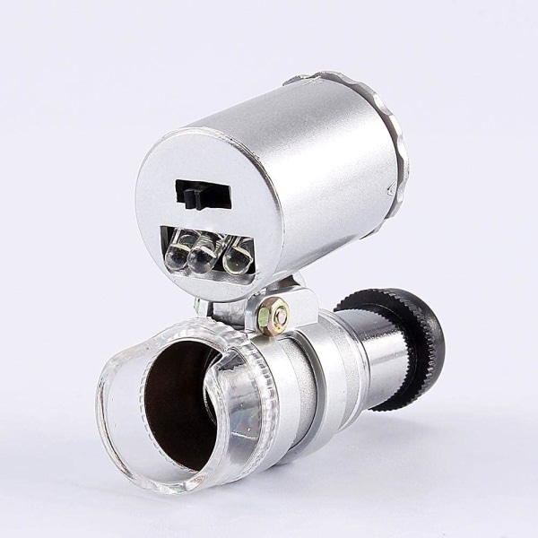 Handhållet mikroskop mini handhållet mikroskop 60X smyckesförstoringsglas med UV LED-ljus och vridomkopplardesign