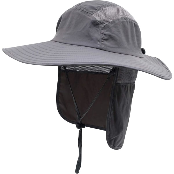 Men's UPF 50+ Sun Protection Hat Wide Brim Bucket Hat with Neck Guarddark gray