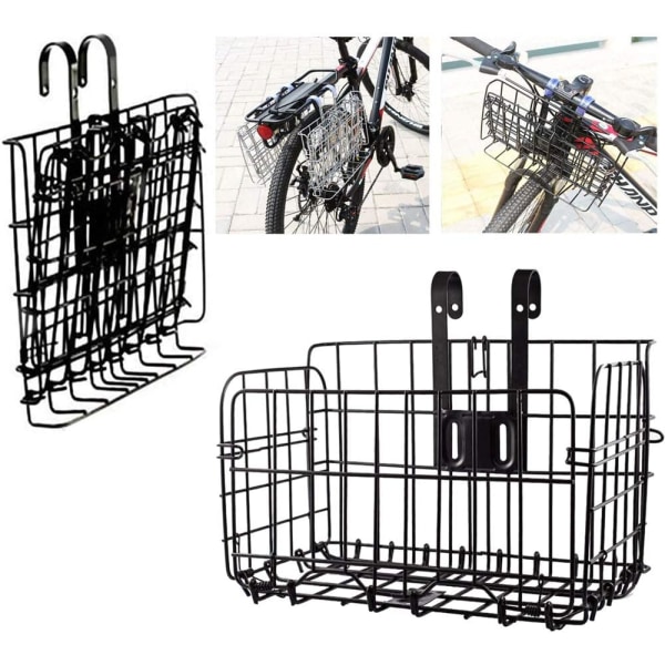 Mountain Bike Basket Foldable Metal Mesh Bike Basket, Foldable Front Bike Basket, Removable Crate Basket For Most MTB Folding Bikes