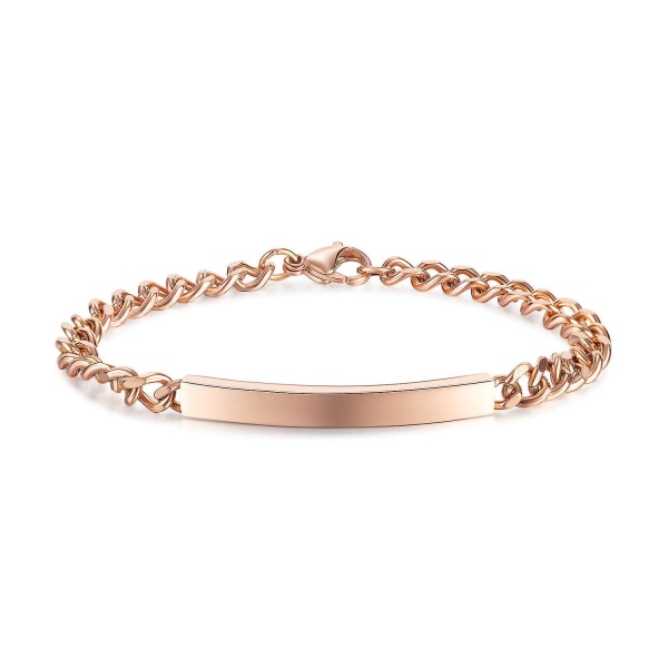 Par-armbånd i polert titanstål - Graverbare armbånd for par - Stilig armbånd for kjærester rose gold woman