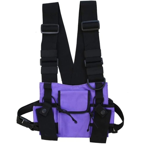 Chest Rig Bag Multifunktionell Justerbar Sele Pack Handsfree Hip Hop Chest Bag Lila