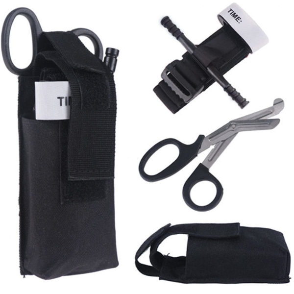 Cat Tactical Combat Tourniquet med Molle System Medical Kit och liten taktisk Emt Sax Set 2