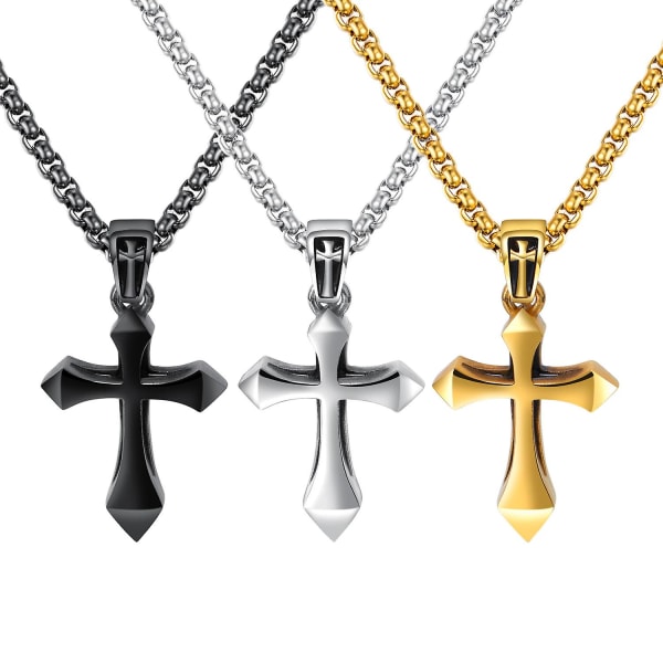 Cross Pendant Halsband Cross Pendant Titanium Steel Halsband Retro Cross Halsband För Par black