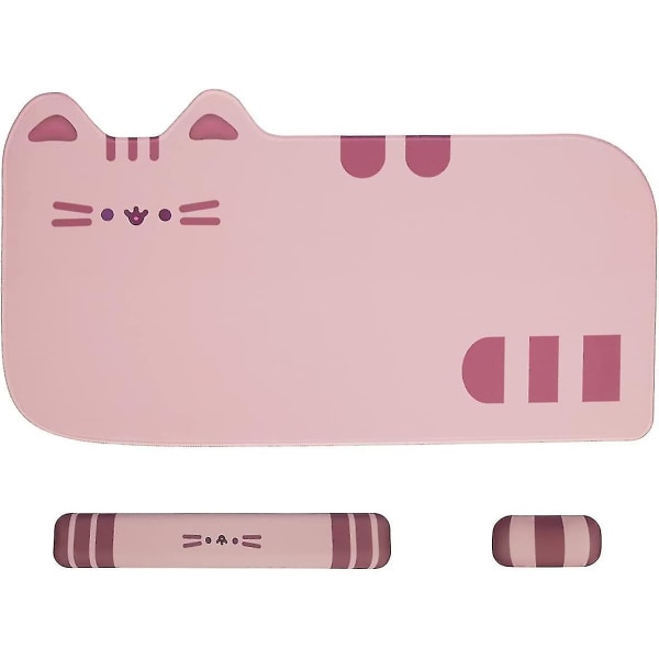 3-i-1 speltangentbord Musmatta Skrivbordsmatta Set Cute Cat Ergonomiskt tangentbord Handledsstöd Musmatta Handledsstöd,anime Kawaii Skrivbordstillbehör för Home Of