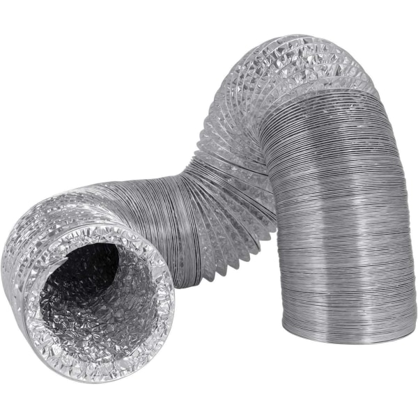 150 mm dubbelt flexibelt avloppsrör i aluminium för badrum, kök, torktumlare - 2m (ø150mm*2m/silver)