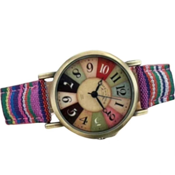 Retro Boho Watch Multicolor Rainbow Woven Strap Hippie Armbandsur Dam Accessoarer Present Purple