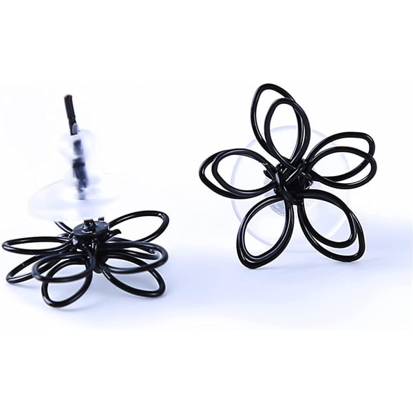 6 par ihåliga dubbellager örhängen med blommor Transparenta blommiga örhängen för kvinnor tjejer (svart)